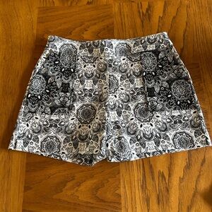 INC International Concepts Black and White Floral High Waist Shorts